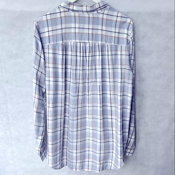 Loft Plaid Tunic Rayon Shirt Top flowy fit  M L XL - Picture 8 of 8